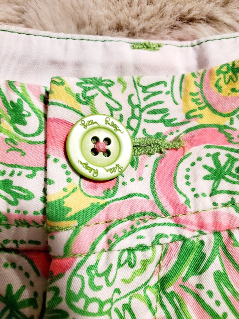 Lilly Pulitzer Callahan Shorts Flamingo Print Pink Green Cotton Size 00 Preppy C - Picture 8 of 11